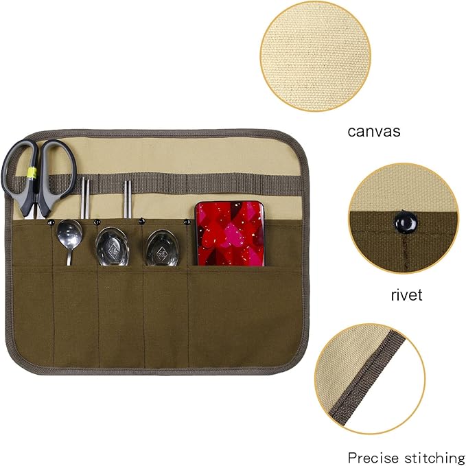 Camping Tableware Storage Bag,Kitchen Cooking Utensil Travel Flatware Organizer