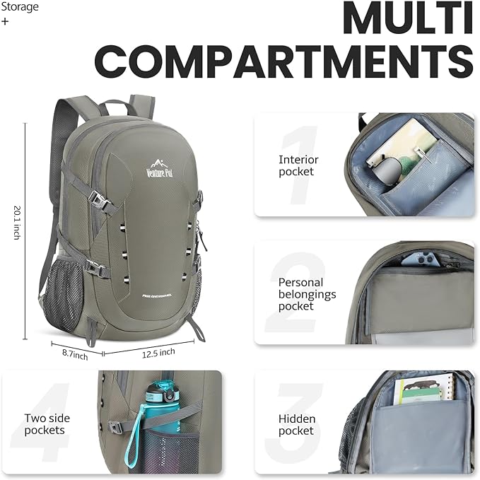 Venture Pal 40L Lightweight Packable Travel Hiking Backpack Daypack