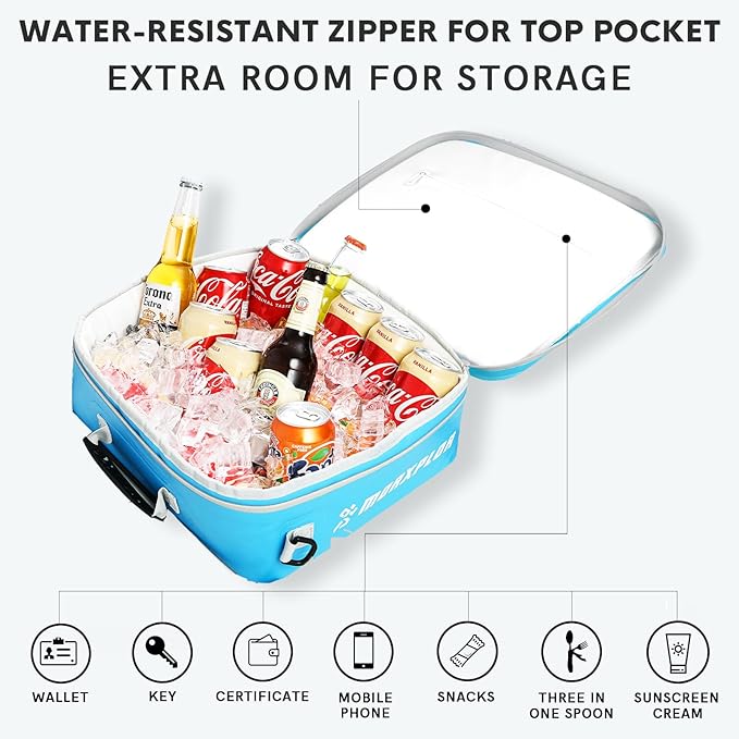 Waterproof PVC Paddleboard Cooler Deck Bag - 12 Can Soft Insulated Cooler for Paddleboarding, Camping, Kayaking