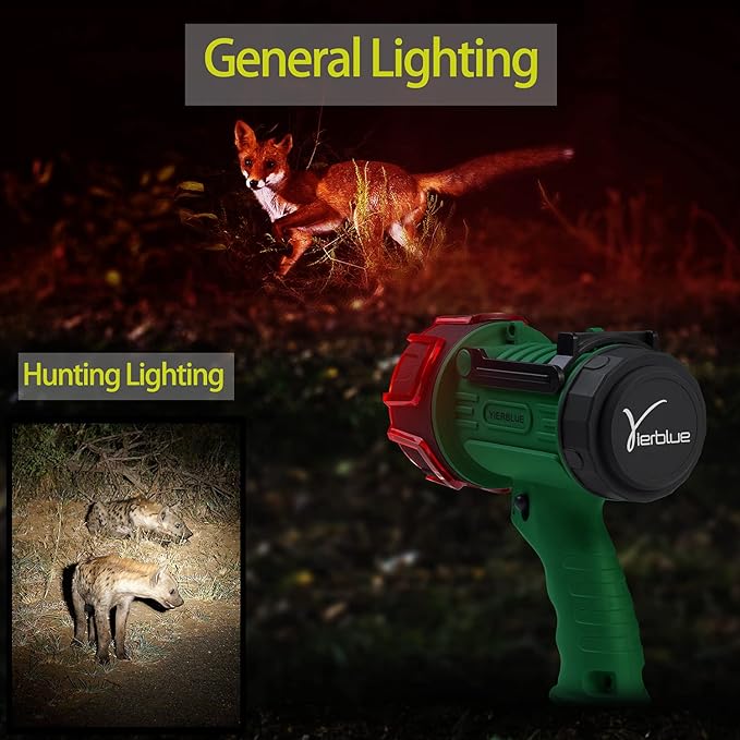 Rechargeable Spotlight,18W IPX7 Water-Resistant Flashlight, Handheld rechargeable spotlight, Super Bright 100000Lumens,10000mAh 20h Ultra-long Standby,Ideal Spotlight for Boating, Camping(green)…