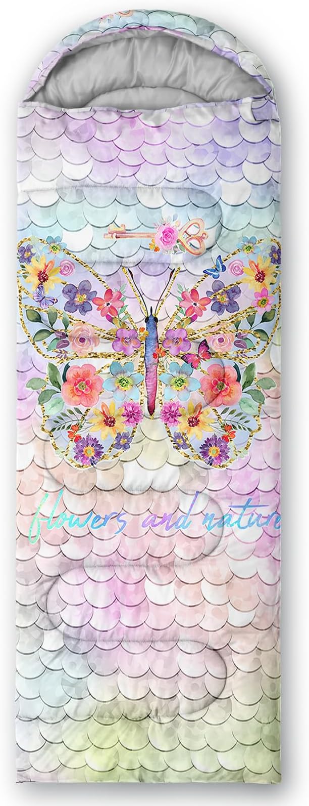 Camping Sleeping Bags,Mermaid Horse Butterfly Starry Sky 3 Season Warm & Cool Weather,Lightweight,Waterproof Sleeping Bags for Adults & Kids,Traveling,and Outdoors,Camping Gear Equipment