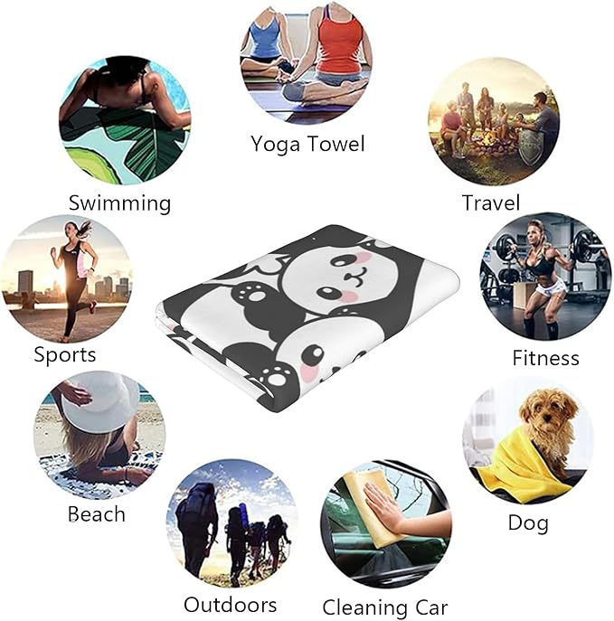 Microfiber Beach Towel Cute Baby Panda Oversized Large Sand Free & Quick Dry Lightweight Towel for Adults Womens Mens Travel Camping Gym Pool Swim