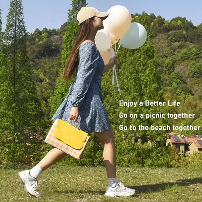 Extra Large Picnic Blanket Beach Blankets, 80''x60'' Picnic Mat Waterproof Sand Proof Foldable Portable for Outdoor Camping Hiking Travel Grass Park Music Festival Lawn Mats (yellow, 80x60 inch)