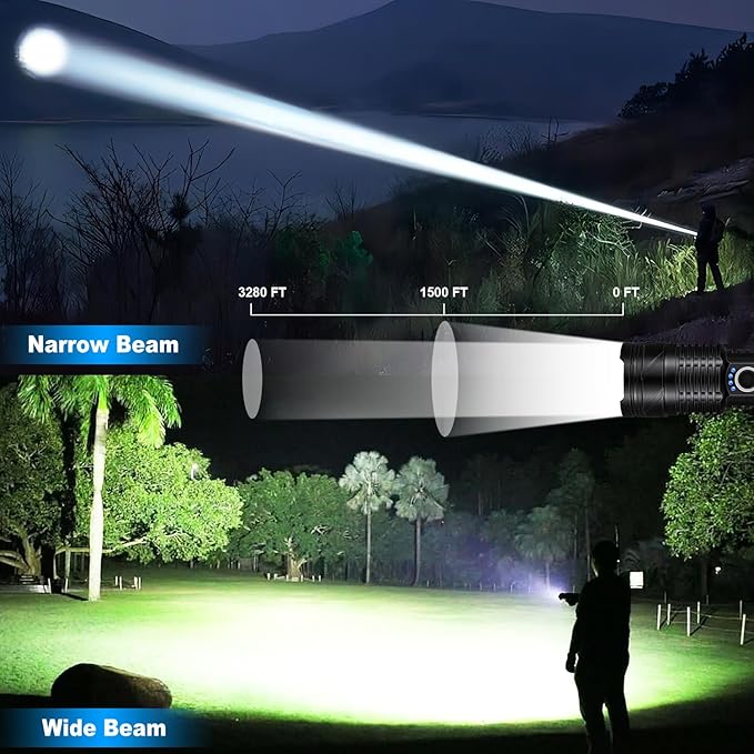 Rechargeable LED Flashlights High Lumens, 990,000 Lumen Super Bright USB Flashlight with 5 Modes, Waterproof Powerful Flash Light Multifunctional US Flashlights for Home Camping Hiking(2 Pack)