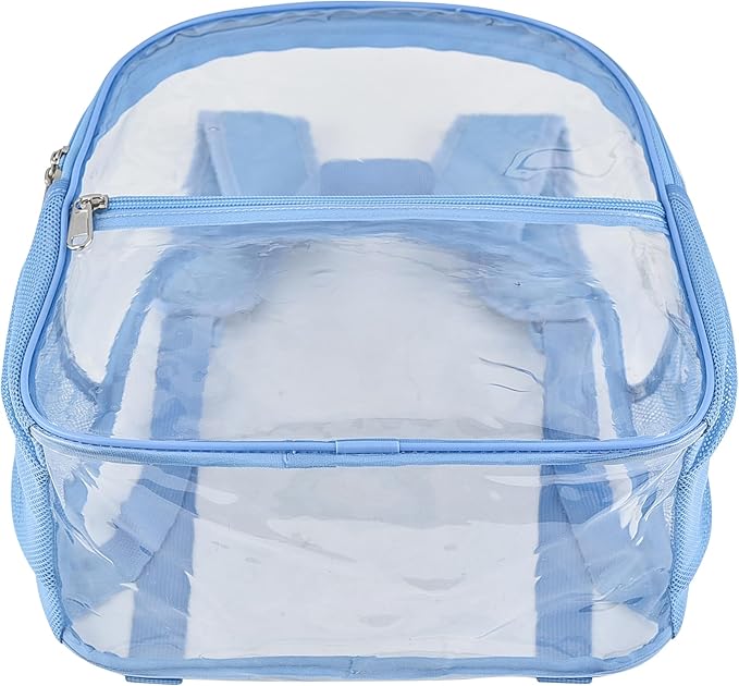 Oraben Clear Backpack for Stadium Events Clear Stadium Backpack 12x6x12 Bag (Enhanced Strap, Sky Blue)