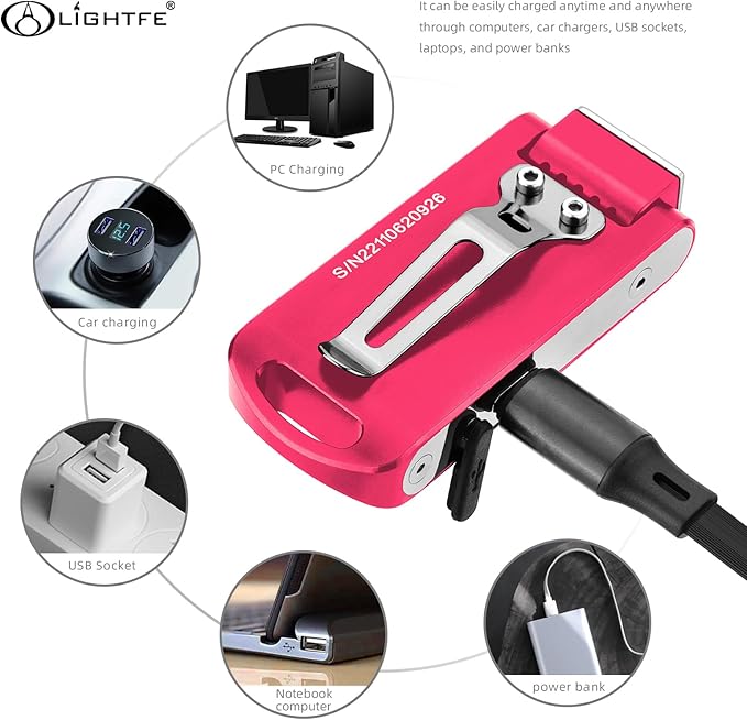 LIGHTFE Mini Keychain Flashlight LED Flashlight 280 Lumens Knuckle Head Long Runtime High Waterproof for Everyday Carry Camping Emergency LED Light Torch(Red)