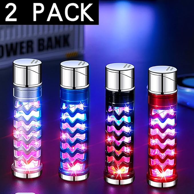 2 Pack Blue and Silver Windproof Butane Jet Torch Lighter,Funny Cool Lighters,Adjustable Jet Flame Torch,Refillable,Grill BBQ Candle Camping(Without Gas)