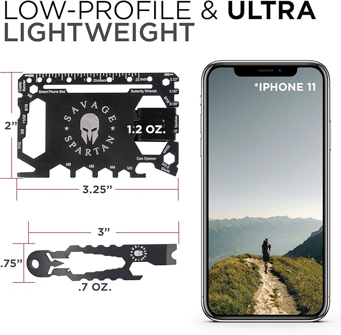 Multitool Wallet | 36 in 1 Multifunctional Toolcard Pro with Credit Card Holder Money Clip & Sleek Minimalist Stainless Steel Skull Keychain Pocket Survival Multi-Tool for Men