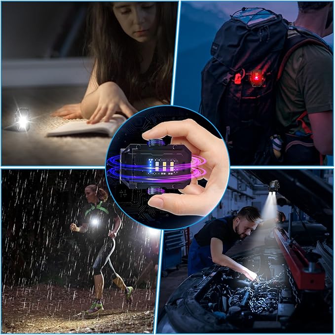 N11 Clip Magnetic Mini EDC Flashlight 1000 Lumens Keychain Flashlights 8 Modes Pocket Flash Light with White Red Blue Lights Small Flashlight for Camping,Running,Emergency,Hiking(Black)