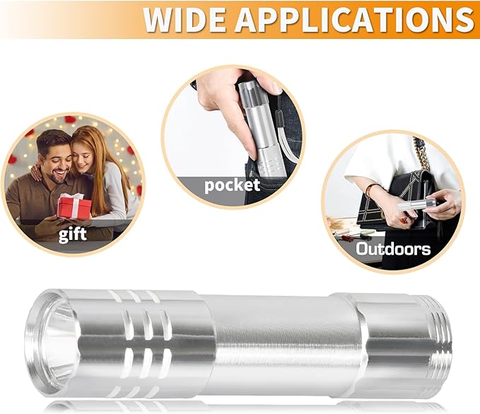 6 Pack LED Aluminum Small Mini USB C Rechargeable Flashlights, Handheld Small Flashlight Bulk for Kids, Portable Camping Bright High Lumens Flashlight Christmas Gifts (Silver)