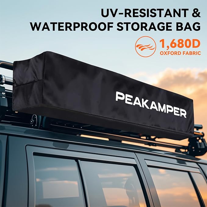 Shower Awning Tent with Roof, Vehicle Side Shower Room LED Light, 3ft x 3ft Camping Privacy Shelter Restroom Bathroom, UV-Resistant Waterproof Storage
