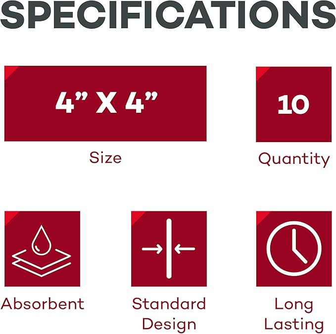 Dealmed Hydrocolloid Dressings–4” x 4” Standard Thickness Hydrocolloid Bandages, Wound Care Products for First Aid Kits, Box of 10 and Individually Packed