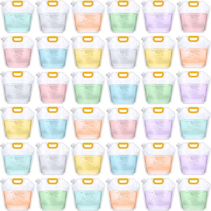 36 Pcs 1.3 Gallon Collapsible Water Storage Bag Emergency Jug Container Water Bladder Clear Plastic Storage Pouch for Outdoor Sport Camping Hiking Backpack No leak, Freezable, Odorless, Flat Folding