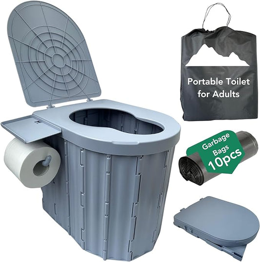 Portable Toilet for Camping- Large Size For Adults, Emergency Toilet for Car, Foldable Portable Potty with Lid, Camping Toilets, Porta Potty for Adults