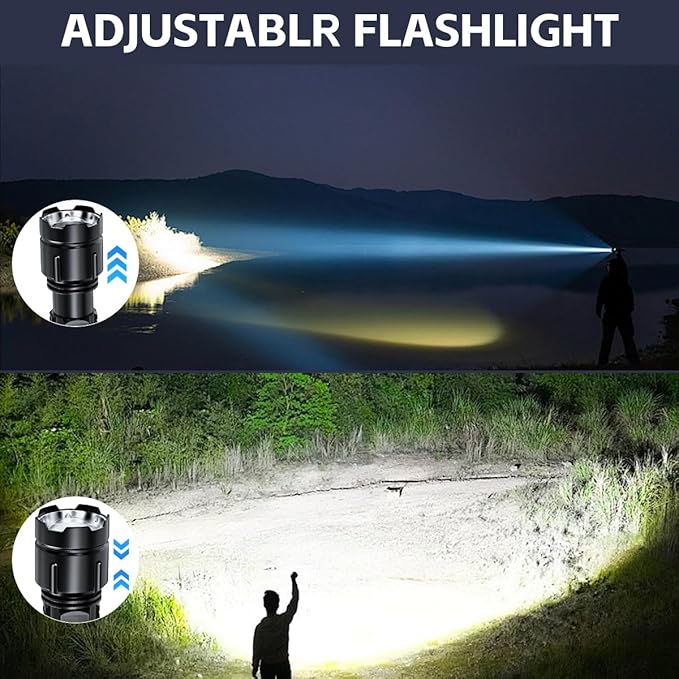 Flashlights High Lumens Rechargeable, 20,000 Lumens Super Bright Flashlight with LCD Digital Display, Zoom, 5 Modes, Waterproof, Type-C Rechargeable, Tactical Flashlight for Emergencies, Camping