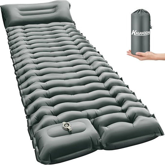 Sleeping Pad for Camping, Ultralight Inflatable Camping Mat with Pillow Built-in Foot Pump Sleeping Pads, Compact & Lightweight Air Mattress for Camping, Backpacking, Hiking