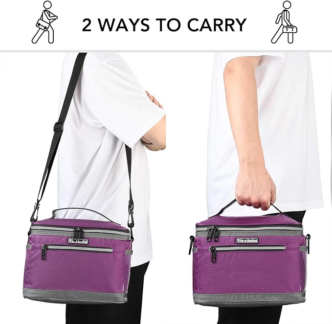 Tirrinia Insulated Lunch Bag for Women Men, Leakproof Thermal Reusable Lunch Box Tote for Adult by Tirrinia, Lunch Cooler for Office Work, Purple