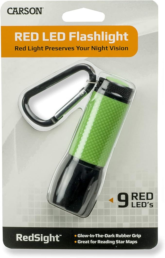 Carson RedSight Red LED Flashlight For Reading Astronomy Star Maps and Preserving Night Vision with Two Brightness Settings (SL-33) X-Large