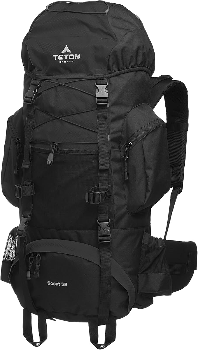 TETON 55L Scout Internal Frame Backpack for Hiking, Camping, Backpacking, Rain Cover Included