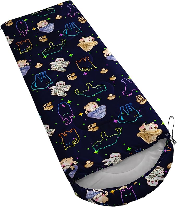 Cartoon Bear Camping Sleeping Bags for Adults Kids Boys Girls Warm & Cool Weather Backpacking Kawaii Animals Sleeping Bag for All Seasons Camping, Camping Gear Equipment, Traveling