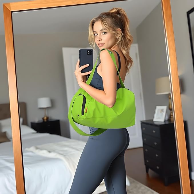 Small Gym Bag for Women Sports Duffel Bag with Shoes Compartment, Waterproof Travel Duffel Bag Carry on Bag Overnight Bag Weekender Bags for Workout Swimming Yoga Dance