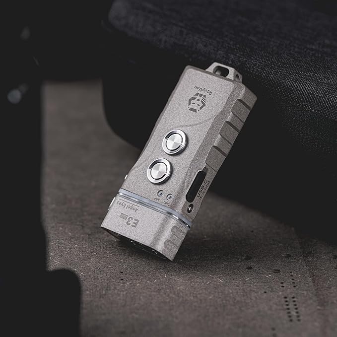 RovyVon E3 Plus Marble Keychain Flashlight - 700 Lumen Dual Power Rechargeable with Lockout Mode, Waterproof for Everyday Carry, Camping, Hiking, Emergency