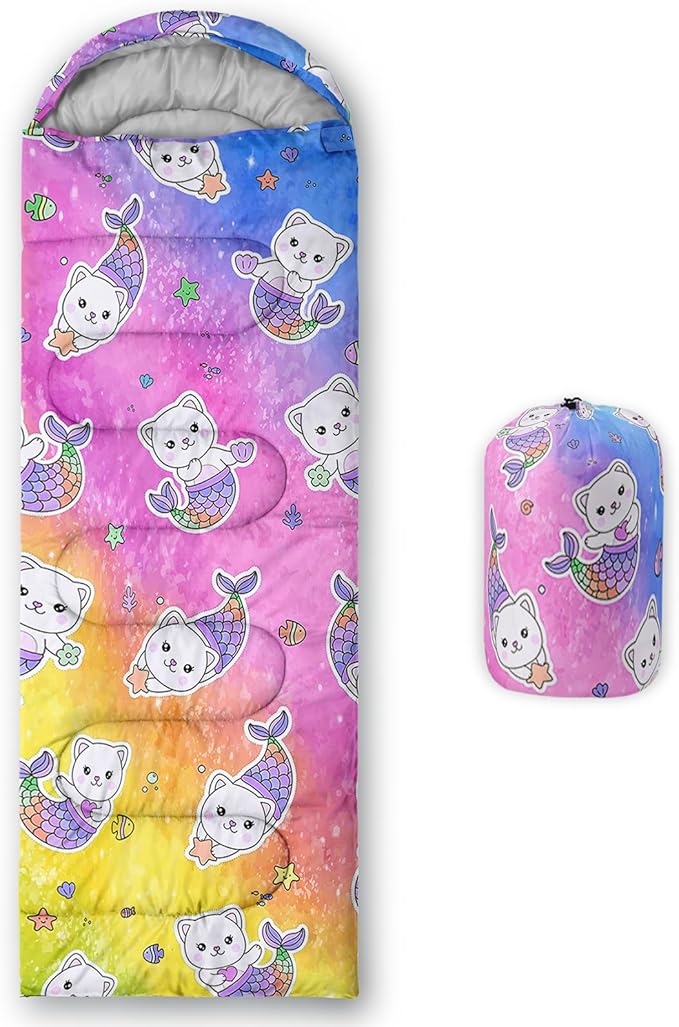 Camping Sleeping Bags,Mermaid Horse Butterfly Starry Sky 3 Season Warm & Cool Weather,Lightweight,Waterproof Sleeping Bags for Adults & Kids,Traveling,and Outdoors,Camping Gear Equipment