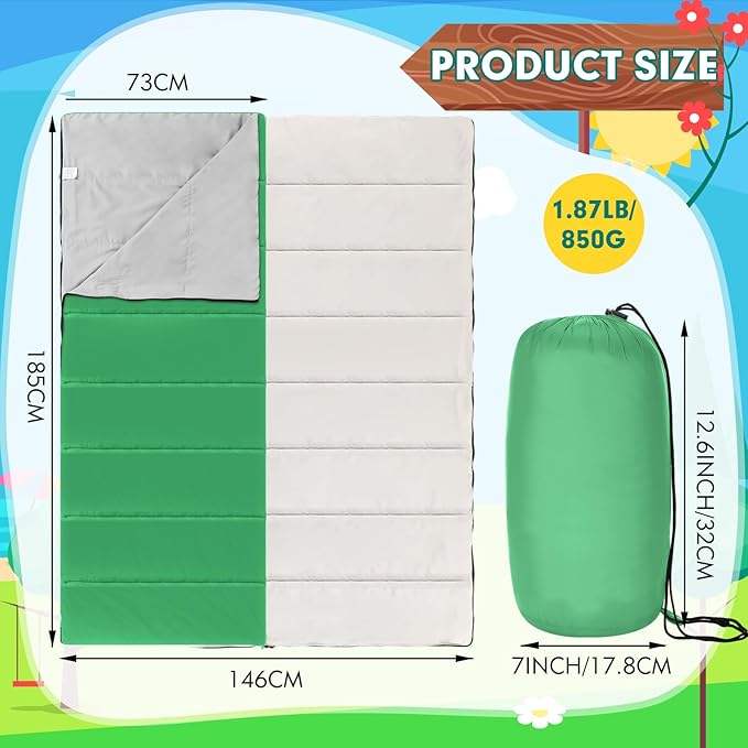 Macarrie 3 Pcs 0 Degree Camping Sleeping Bags Bulk for Adults Kids, Warm Weather Youth Sleeping Bags for Boys Girls Ages 8-12, Portable Compact with Compression Sack for Hiking Backpacking Outdoor