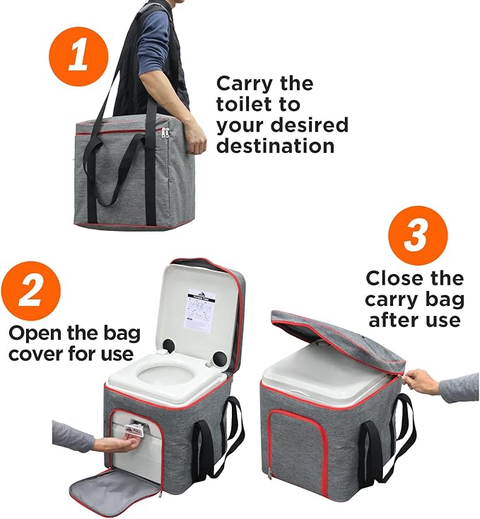 Outdoor Portable Toilet with Carry Bag (5.3 Gallons Capacity Waste Tank) Camping Porta Potty Supports 286 LBS and Up to 50 Flushes (Carry Bag Only)