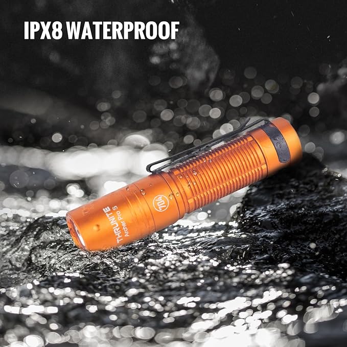 ThruNite Archer Pro S LED EDC Flashlight, Customized Edition with 704 Tactical, 1459 High Lumens Tail Switch, USB C Rechargeable Pocket Penlight for Camping, Outdoor and Indoor - Orange Cool White