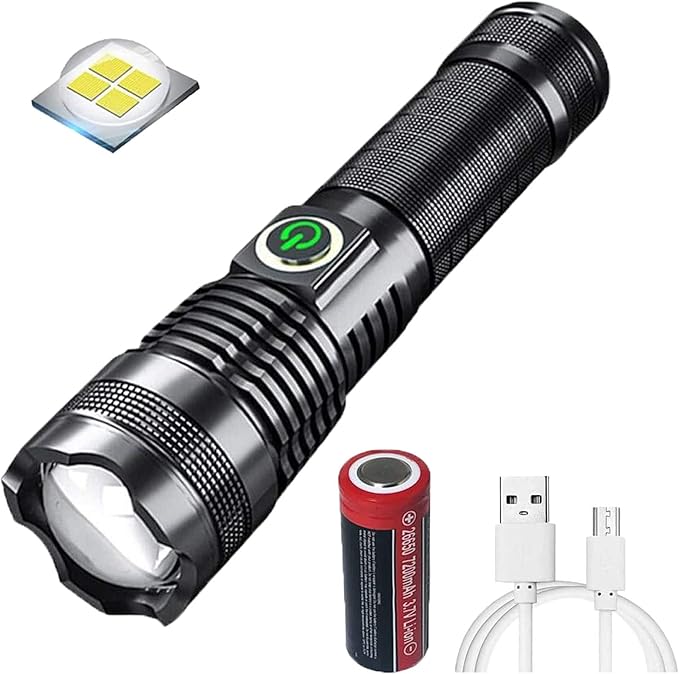 Rechargeable Flashlights High Lumens,180000 Lumens Handheld flashlights 5 Modes Zoomable Tactical Flashlight Function Waterproof Flashlights for Hiking Camping Emergency