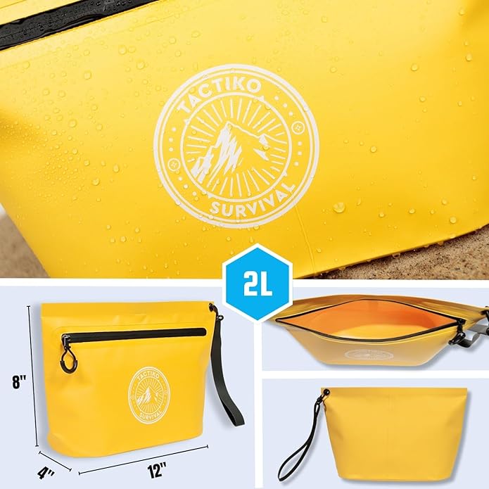 Tactiko Heavy-Duty 2L Splash Water Resistant Zipper Pouch - Hold-All Organizer for Dry Bags, Travel Bags