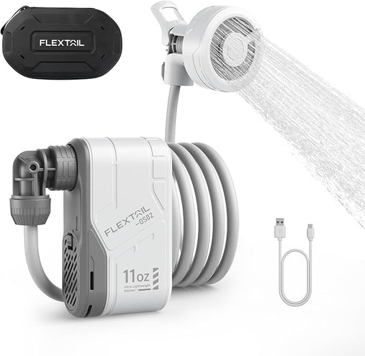 FLEXTAILGEAR MAX Shower Portable Shower for Camping, Rechargeable Outdoor Camping Shower, Portable Shower Pump with USB-C,Shower Pump for Hiking, Car wash, Pet Cleaning, Beach Vacations