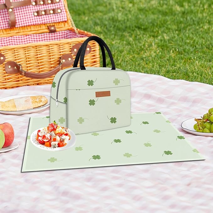 Cute Lunch Bag Women with Placemats, Insulated Lunch Box for Women, Placemats Keep Clean and Hygienic Durable Leakproof Thermal Bag High Capacity for Travel Picnic Insulated Lunch Bag