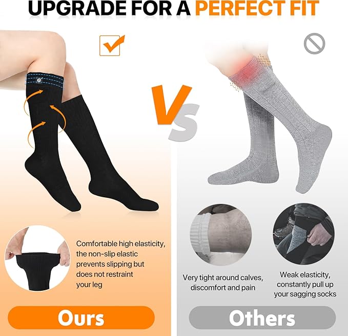 SNOW DEER Heated Socks for Men Women, 7.4V Rechargeable Battery Electric Socks, Heated Ski Socks for Hunting Fishing Camping Hiking Skiing Foot Warmer