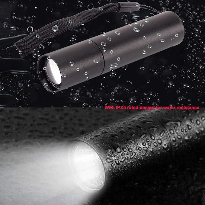 Rechargeable Mini LED Flashlights, 6pcs High Brightness Flash Light with Lithium Battery 3 Mode XPE 1200 Lumen Waterproof Zoomable Torch with USB Cable for Camping, Hiking, Riding, etc