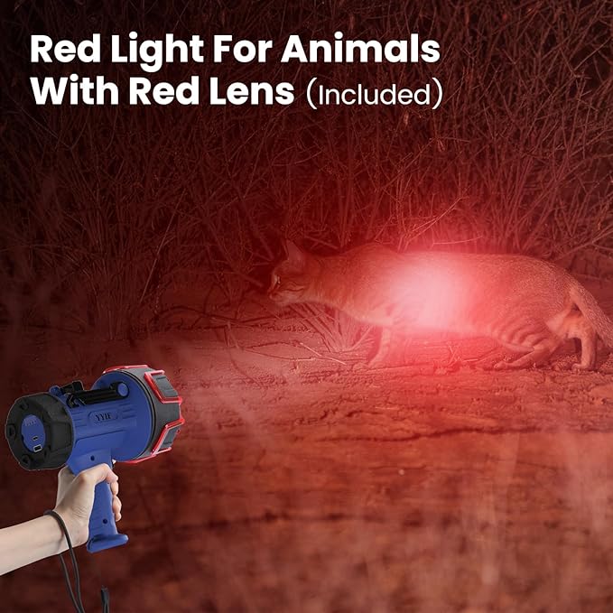 Rechargeable Spotlight, Handheld Spotlight with COB Light Source, IPX6 Waterproof &100000 Lumen LED, 10000mAh 20 Hour StandbyImpact Resistant Handheld Spotlight(Champagne)