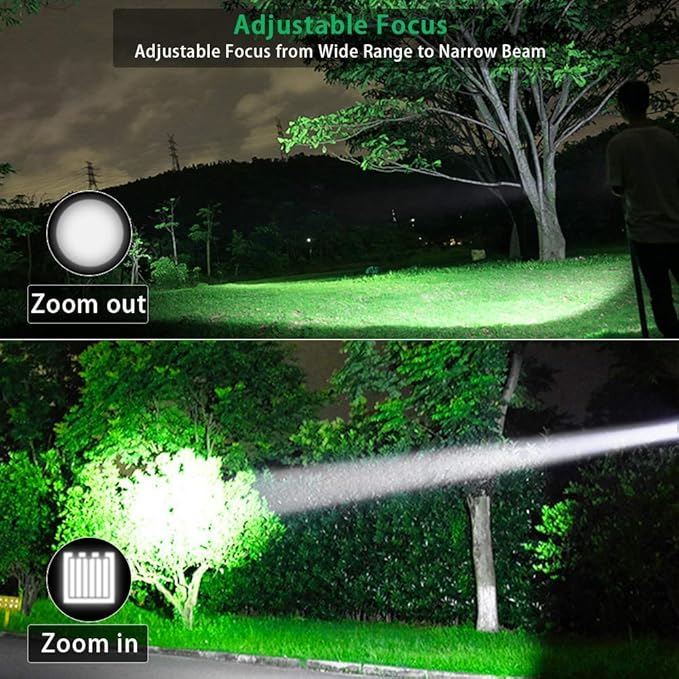 Rechargeable Tactical Flashlights, LED Flashlight with Magnet/Side Work Light/4 Modes/Zoomable/Water Resistant, Vnina 1200 High Lumens Super Bright Flash Light for Hiking Repairing Camping EDC(1 Pack)