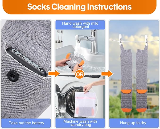 Heated Socks, Heated Socks for Women Men, 5000mAh Rechargeable Electric Heated Socks Up to 8 Hours, Washable Winter Warm Socks for Outdoors Work Fishing Hunting Skiing Cycling Hiking Camping