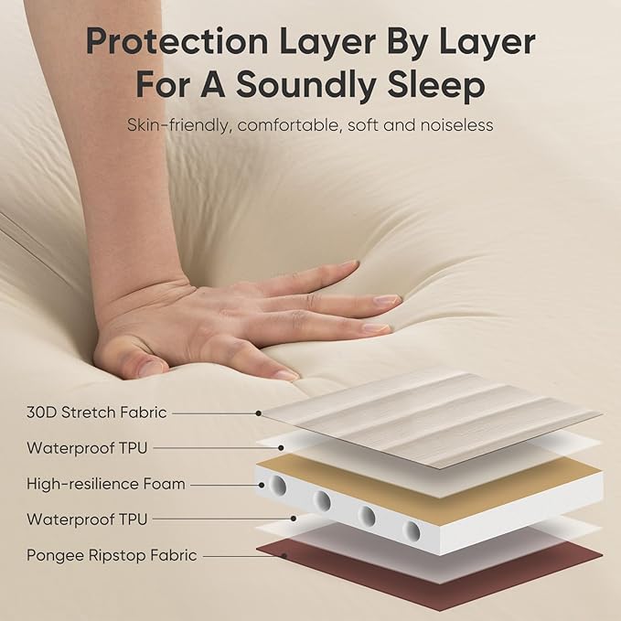 Naturehike Camping Mattress with Portable Air Pump, 4" Thick Self Inflating Sleeping Pad, Roll Up Bed, R-Value 9.5 for 4-Season Insulation, Comfort in Tent, Car, Truck, Van (Full)
