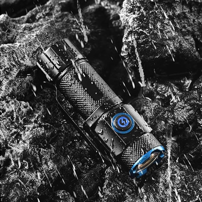 Alonefire X66 LED Mini Flashlight High Lumens USB C Rechargeable Small Flashlight Bright Lightweight Pocket Size with 5 Light Modes Magnetic with Clip, Charging Indicator, Rechargeable Battery for EDC