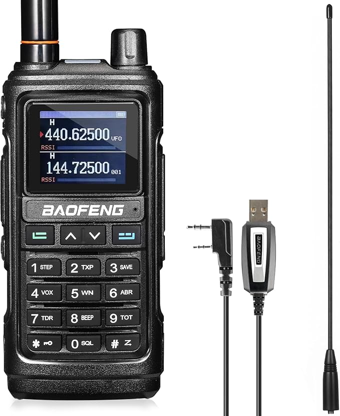 BAOFENG UV-17R Two Way Radio, Dual Band 144-148/420-450Mhz Handheld Ham Radio with Standard Antenna & High Gain Long Antenna, 1800mAh Li-ion Battery, 999 Channels, Manual DTMF, VOX, Support Chirp