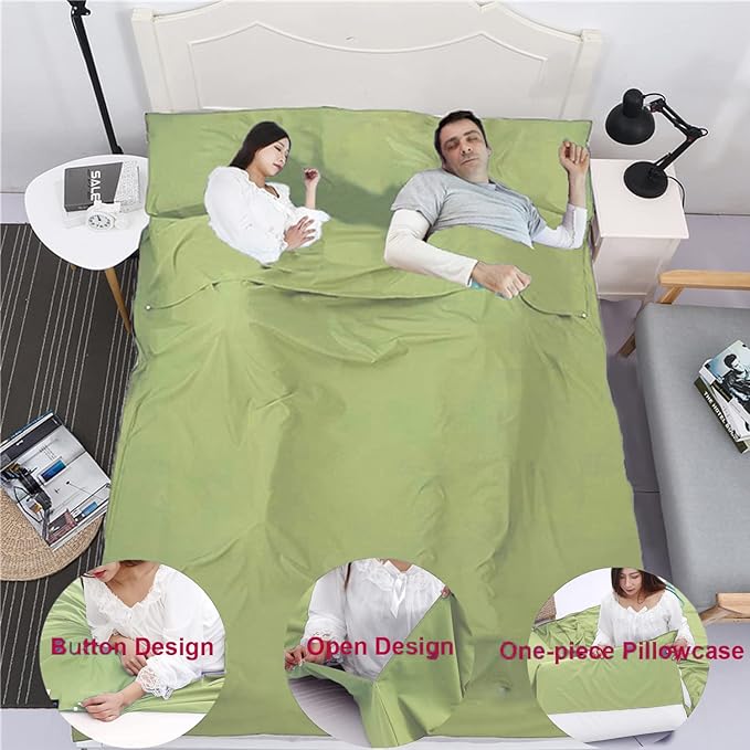 Sleeping Bag Liner Portable Travel Camping Sheets Lightweight and Compact Sleeping Sack Sheets for Adults Comfortable Liners for Traveling Hotel Camping Picnic Hostels Backpacking