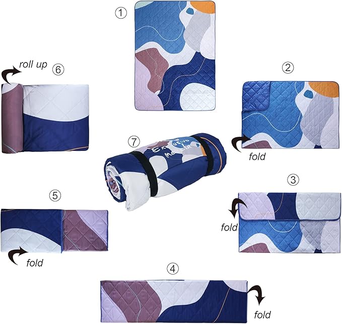 Exclusivo Mezcla Waterproof Picnic Blankets 3-Layer 60x80 Inches Large Sandproof Beach Blanket Foldable Outdoor Blanket for Camping on Grass Picnic Mat