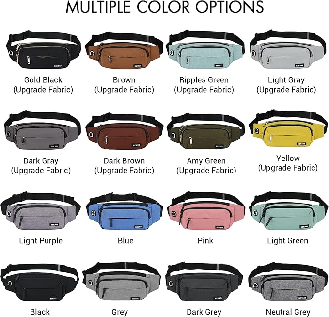 SINNO Large Crossbody Fanny Pack for Women Men Belt Bag With 4-Zipper Pockets for Travel Running Hiking Workout Dog Walking Outdoors Sport Fishing Waist Pack Bag Carrying All Phones