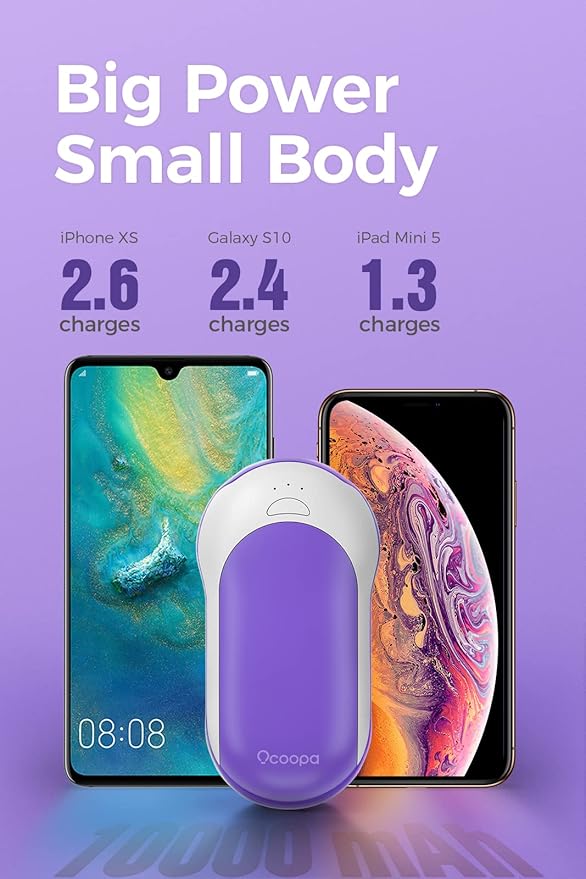 OCOOPA Quick Charge Hand Warmers Rechargeable, 10000 mAh Electric Hand Warmer Power Bank PD, 15hrs Lasting Heat, 3 Levels, Perfect Outdoor Heater for Camping, Hunting, Golf Gifts