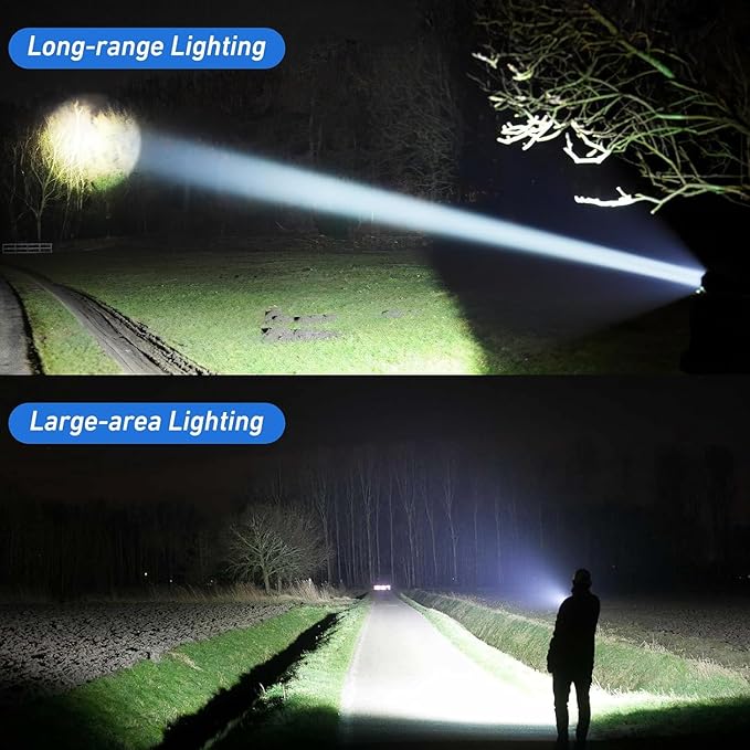 Rechargeable LED Flashlights High Lumens,990,000 Lumens Super Bright Flashlight,High Powerful Flash Light 5 Modes,Waterproof for Outdoor Emergency Camping Hiking