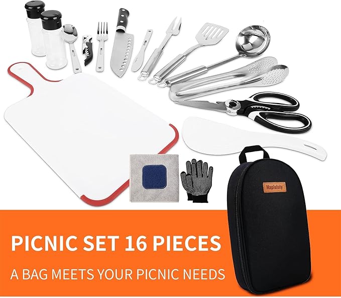 Camping Essentials Camping Accessories Gear Must Haves Camper Tent Camping Kitchen Rv Cooking Set Camping Cooking Utensils Set Supplies Gadgets Outdoor Stove Portable Picnic Gifts BBQ Stuff