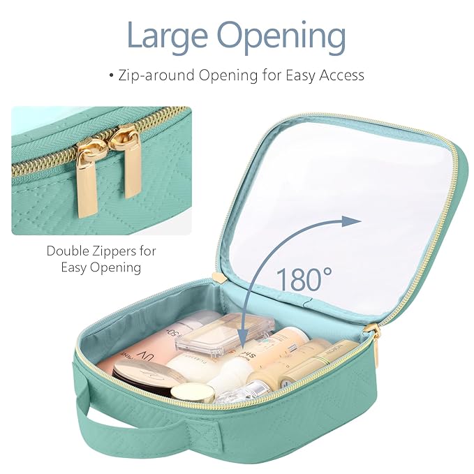 PACKISM TSA Approved Toiletry Bag, 2 Pack Clear Makeup Bags with Handle Large Opening, Clear Toiletry Bags Fit Carry-on Travel Essential, Travel Bags for Toiletries, Turquoise Green