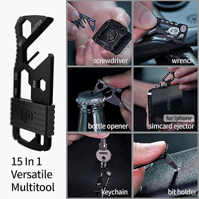 MDT001 Multitool 15 In 1 Tiny Pocket Camping Gear Multifunction Multi Tool Card Wallet Keychain Bottle Opener SIM Card Ejector Removal
